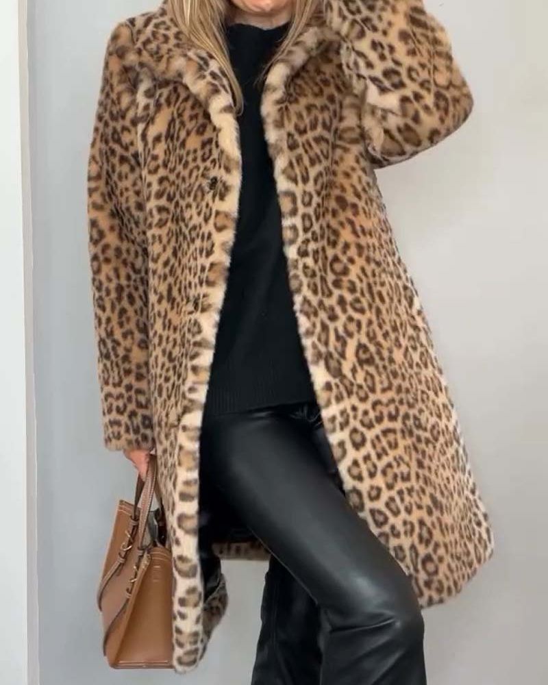 LEIA - Soft Long Leopard-Print Jacket