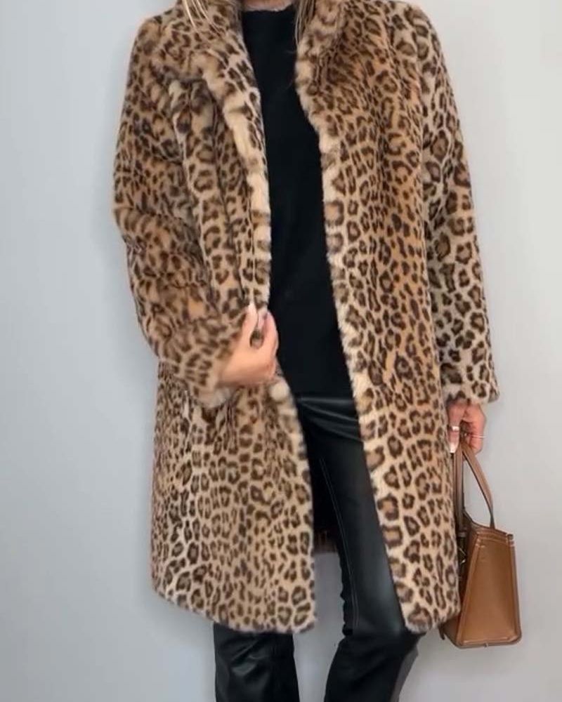 LEIA - Soft Long Leopard-Print Jacket