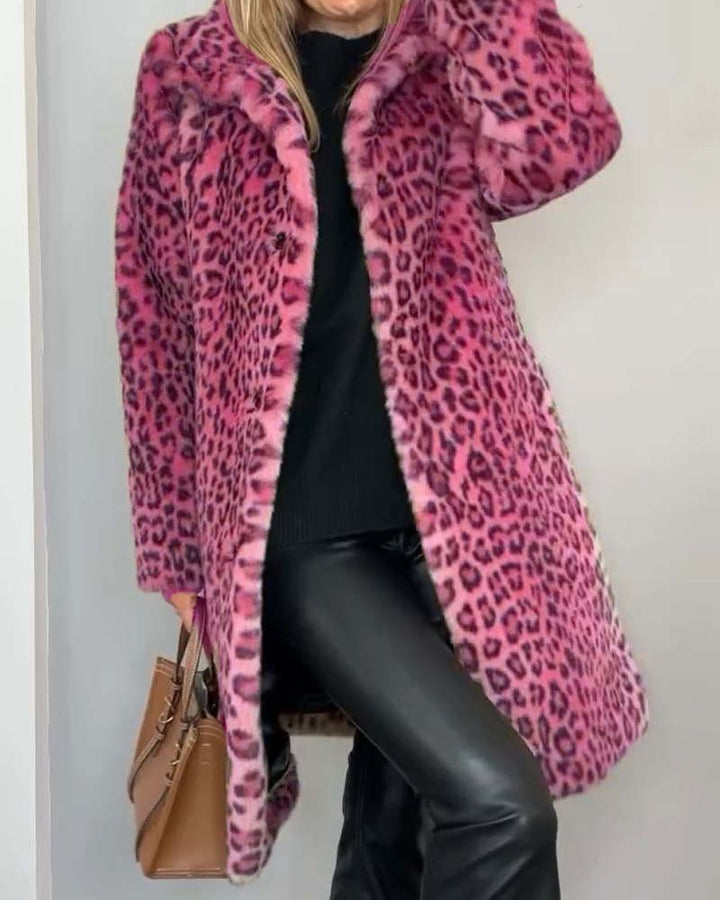 LEIA - Soft Long Leopard-Print Jacket