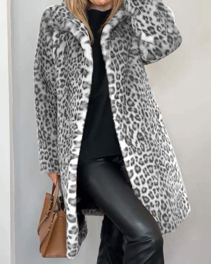 LEIA - Soft Long Leopard-Print Jacket